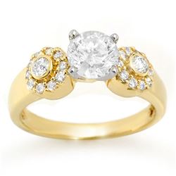 3 ctw Princess VS/SI Diamond Art Deco 3 Stone Ring 18K Yellow Gold
