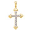 Image 1 : 10kt Two-tone Gold Round Diamond Rope Frame Flower Cluster Earrings 1/2 Cttw
