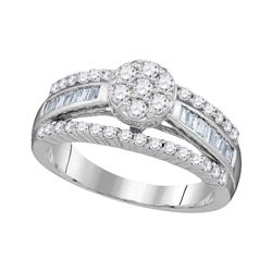 14kt White Gold His & Hers Round Diamond Solitaire Matching Bridal Wedding Ring Band Set 1/12 Cttw