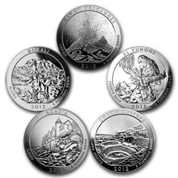 2012 5-Coin 5 oz Silver ATB Set (America the Beautiful)