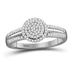 10kt White Gold Round Diamond Cluster Bridal Wedding Engagement Ring 1.00 Cttw