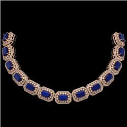 73.41 ctw Peridot & Diamond Halo Necklace 10K Yellow Gold