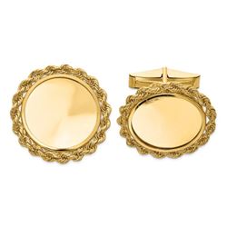 14k Yellow Gold 1/10 oz Panda Polished Rope Bezel Cuff Links