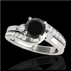 1.06 ctw Fancy Intense Blue Diamond Art Deco Ring 18K White Gold