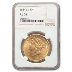 1884-S $20 Liberty Gold Double Eagle AU-55 NGC