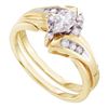 Image 1 : 10kt Yellow Gold Round Ruby Diamond Milgrain Square Stackable Band Ring 1/8 Cttw