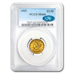 1905 $2.50 Liberty Gold Quarter Eagle MS-66 PCGS CAC