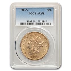 1880-S $20 Liberty Gold Double Eagle AU-58 PCGS