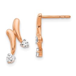 14k Rose Gold Diamond Earrings - 16 mm