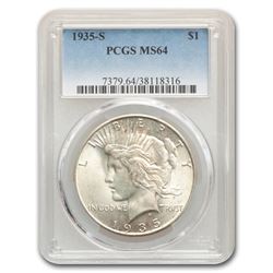 1935-S Peace Dollar MS-64 PCGS