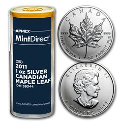 2011 Canada 1 oz Silver Maple Leaf (25-Coin MintDirect® Tube)
