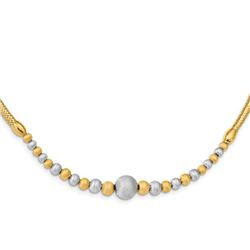 14K Two-tone Brushed & Polished Fancy Necklace - 17 in.