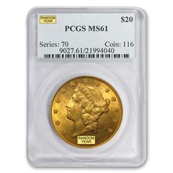 $20 Liberty Gold Double Eagle MS-61 PCGS (Pre-1900)