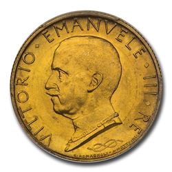 1931-R Italy Gold 100 Lire Vittorio Emanuele III MS-65 PCGS