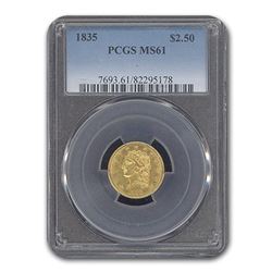 1835 $2.50 Classic Head Eagle MS-61 PCGS