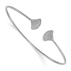 14k White Gold .246ct Diamond Fan Flexible Bangle - 7 in.
