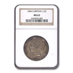 1844 Great Britain Halfcrown MS 63-NGC