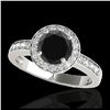 Image 1 : 1 ctw Fancy Black Diamond Art Deco Ring 18K White Gold