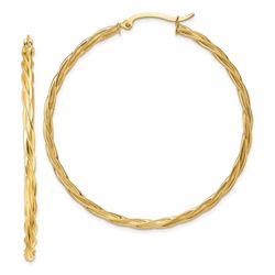 14k Yellow Gold Polished 2.5 mm Twisted Hoop Earrings - 40 mm