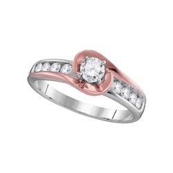 14kt White Gold Round Diamond Halo Bridal Wedding Engagement Ring Band Set 1.00 Cttw