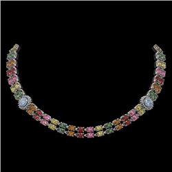 5.50 ctw Emerald & VS/SI Diamond Necklace 18K White Gold