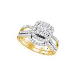 14kt Yellow Gold Round Baguette Diamond Bypass Hoop Earrings 1.00 Cttw