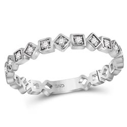 10kt White Gold Round Diamond Crown Tiara Band Ring 1/6 Cttw