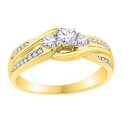 10kt Yellow Gold Round Ruby Diamond Milgrain Stackable Band Ring 1/4 Cttw