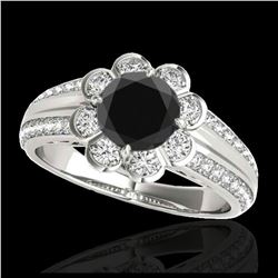 1.01 ctw Fancy Black Diamond Art Deco 3 Stone Ring 18K Yellow Gold