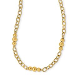 14k Yellow Gold Brushed & Polished Fancy Link Necklace - 17 in.