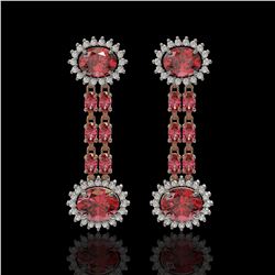 18.59 ctw Amethyst & Diamond Halo Earrings 10K White Gold