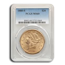 1880-S $20 Liberty Gold Double Eagle MS-60 PCGS