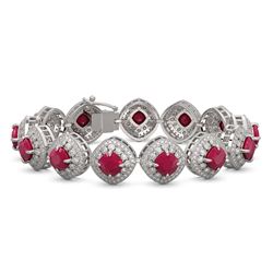 66.67 ctw Ruby & Diamond Necklace 14K White Gold