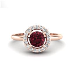 2.50 ctw Garnet With VS/SI Diamond Ring Halo 14K Rose Gold
