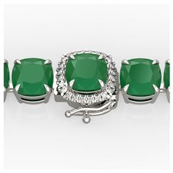 37 ctw Emerald & VS/SI Diamond Bracelet 14K White Gold