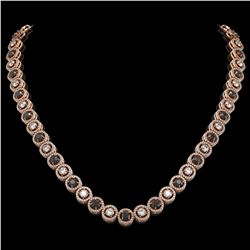 73.44 ctw Garnet & Diamond Halo Necklace 10K Rose Gold