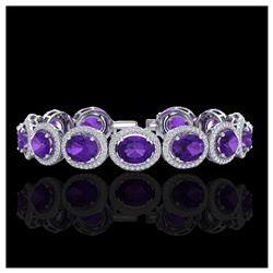 39.82 ctw Aquamarine & Diamond Bracelet 14K Rose Gold