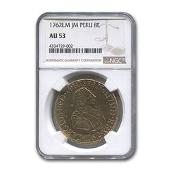 1762-LM JM Peru Gold 8 Escudos AU-53 NGC