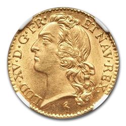 1744-W France Gold Louis D'or MS-65+ NGC