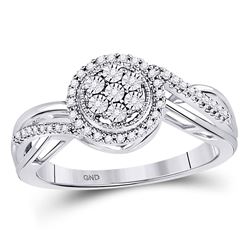 10kt White Gold Round Diamond Solitaire Swirl Bridal Wedding Engagement Ring 1/5 Cttw