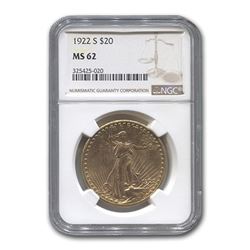 1922-S $20 St. Gaudens Gold Double Eagle MS-62 NGC