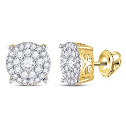 14kt White Gold Round Canary Yellow Diamond Oval Cluster Pendant 1.00 Cttw