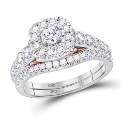 14kt White Gold Round Yellow Color Enhanced Diamond Triple Flower Cluster Ring 1/2 Cttw