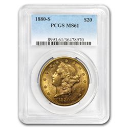 1880-S $20 Liberty Gold Double Eagle MS-61 PCGS