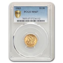 1903 $2.50 Liberty Gold Quarter Eagle MS-67 PCGS