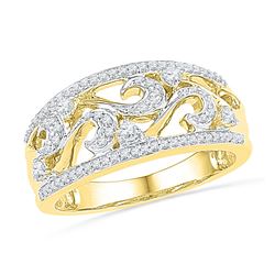 10kt Yellow Gold Round Diamond Cluster Ring 1/10 Cttw