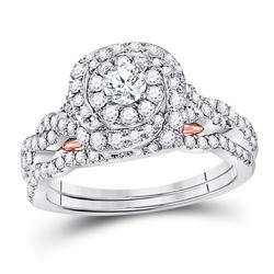 14kt White Gold Unisex Round Diamond Solitaire Stud Earrings 1.00 Cttw