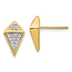 14k Yellow Gold .218ct Diamond Triangle Fancy Earrings - 13 mm