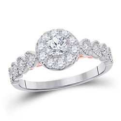14kt White Gold Round Diamond Simple Heart Ring 1/20 Cttw
