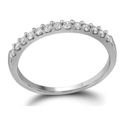 10kt White Gold Round Diamond Teardrop Cluster Ring 1/4 Cttw